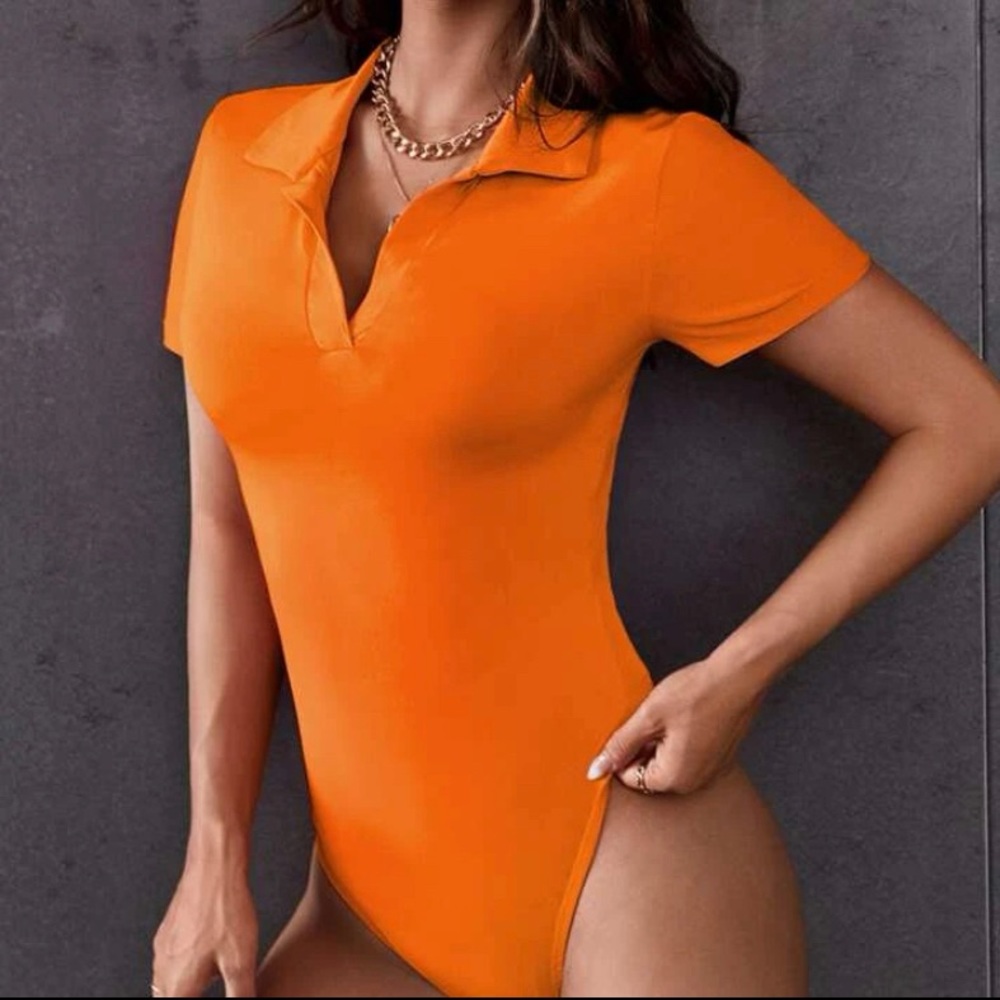 orange vneck bodysuit